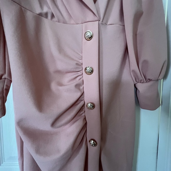 Shawl Collar Buttoned Front Dress Without Chain Belt - Picture 4 of 4